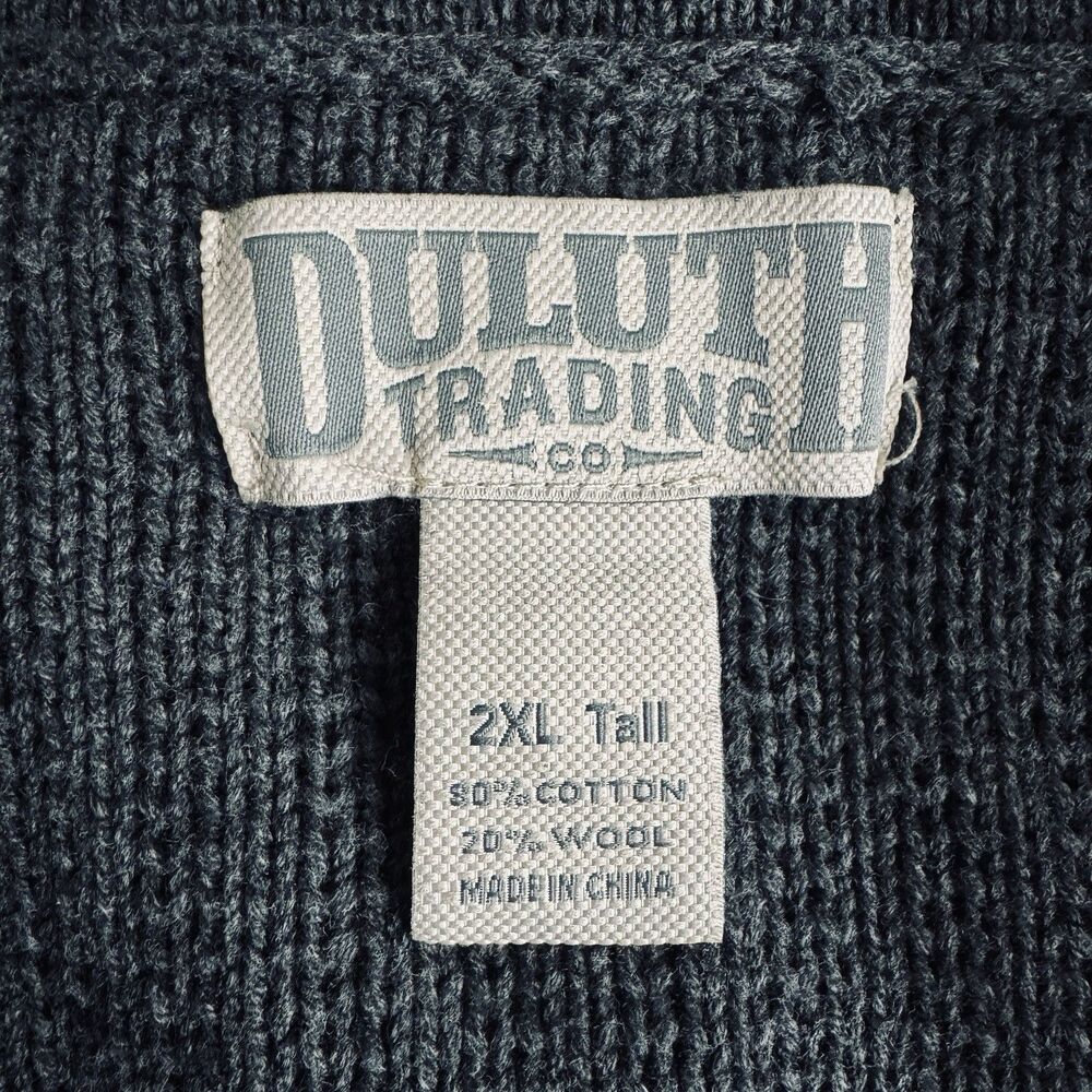 Duluth Trading Wool Blend Cable Brigadier Sweater Mens 2XL T Gray Shawl Collar - Picture 4 of 6